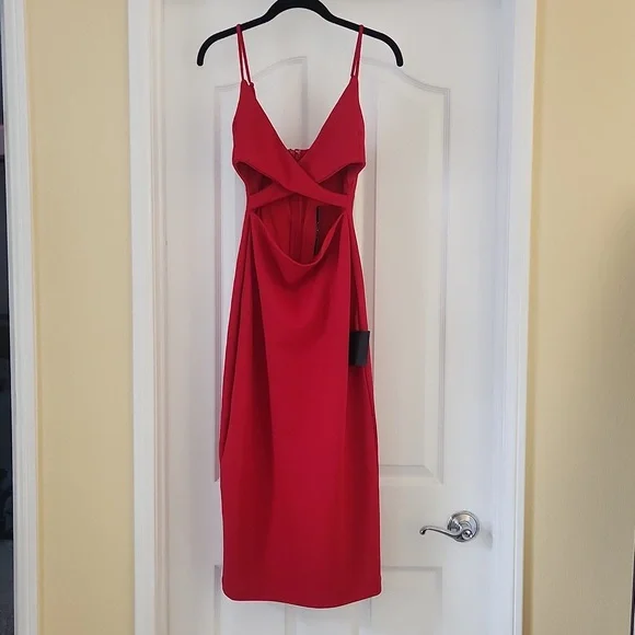 Lulu's Cross Your Heart Surplice Cutout Bodycon Dress - Picture 3 of 8